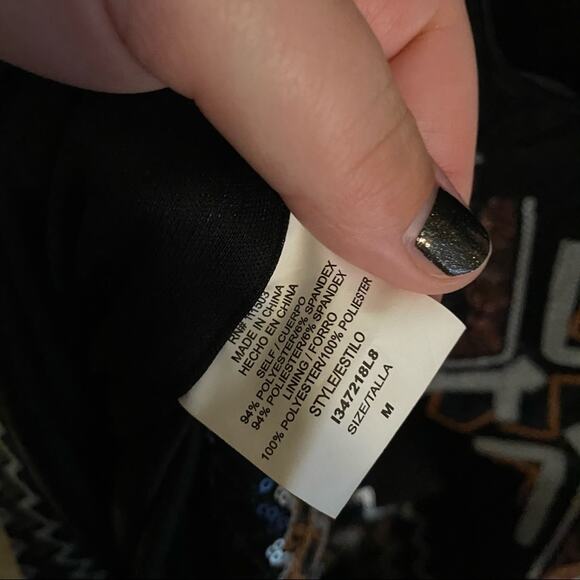 As U Wish Metallic Sequin Open Back Dress Women's Size Medium Black Sleeveless - Picture 5 of 8